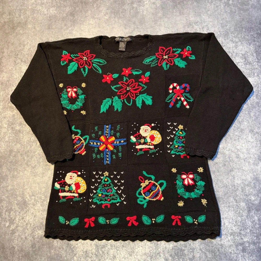 Vintage Grandma Granny Ugly‎ Christmas Sweater Women's Medium Gladys Bagley